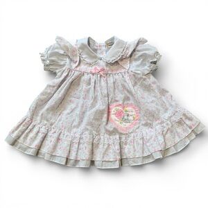 Vintage Mayfair Baby Dress white floral lace 12m girl